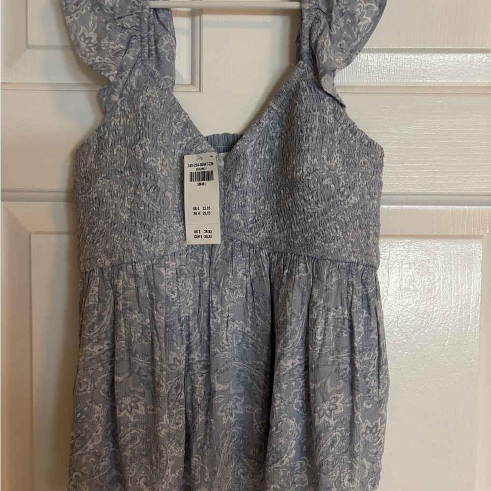 Hollister Blue Floral Smocked Blouse